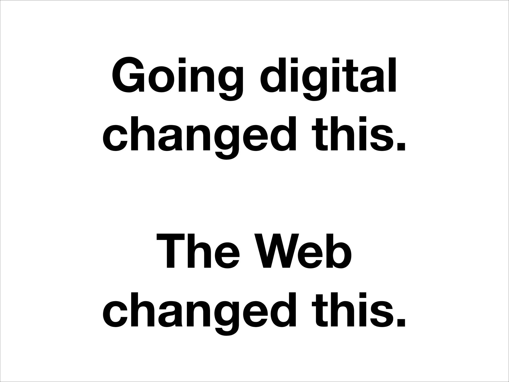 Going digital
changed this.
!
The Web
changed this.
 