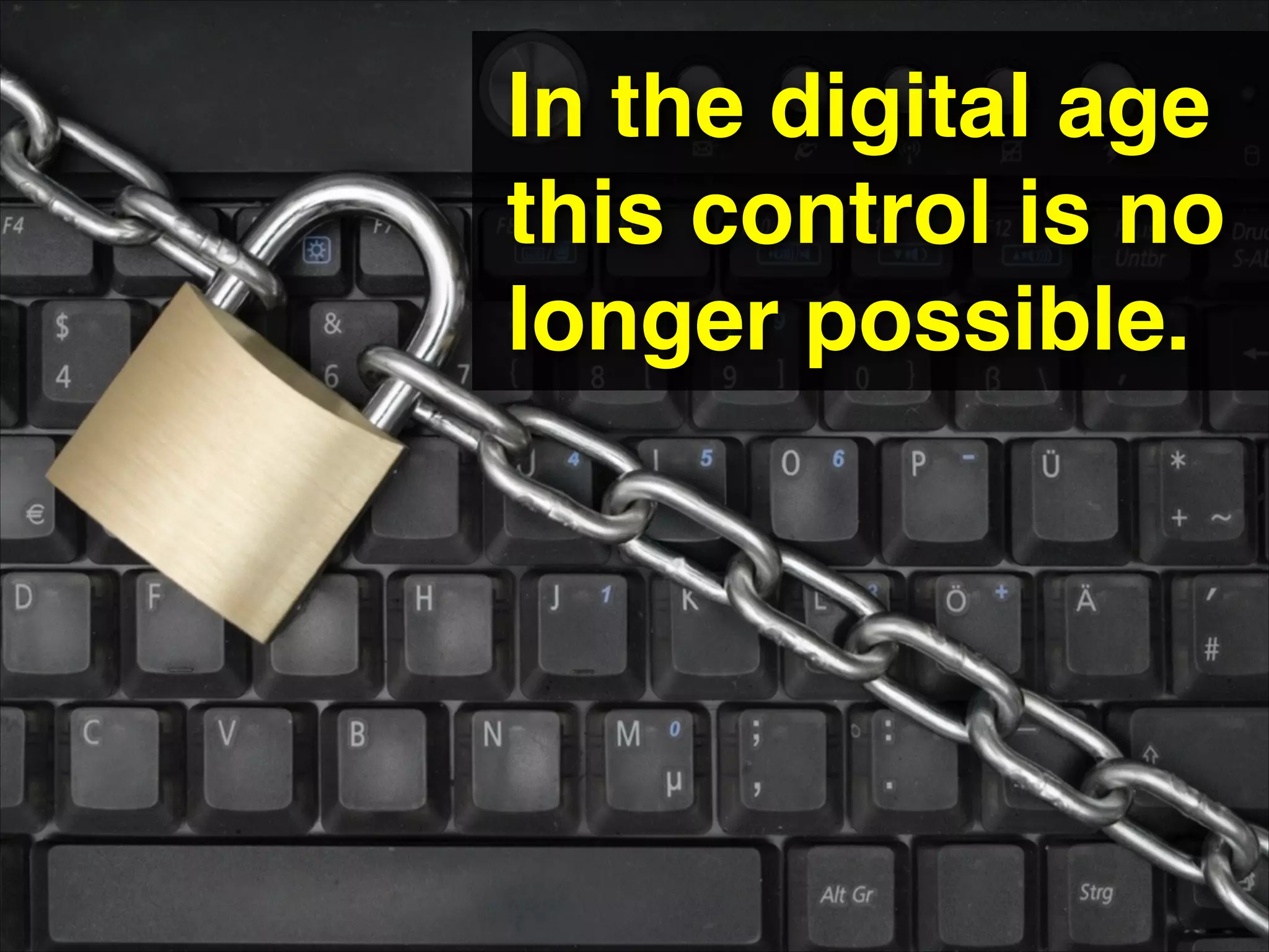 In the digital age!
this control is no
longer possible.
 