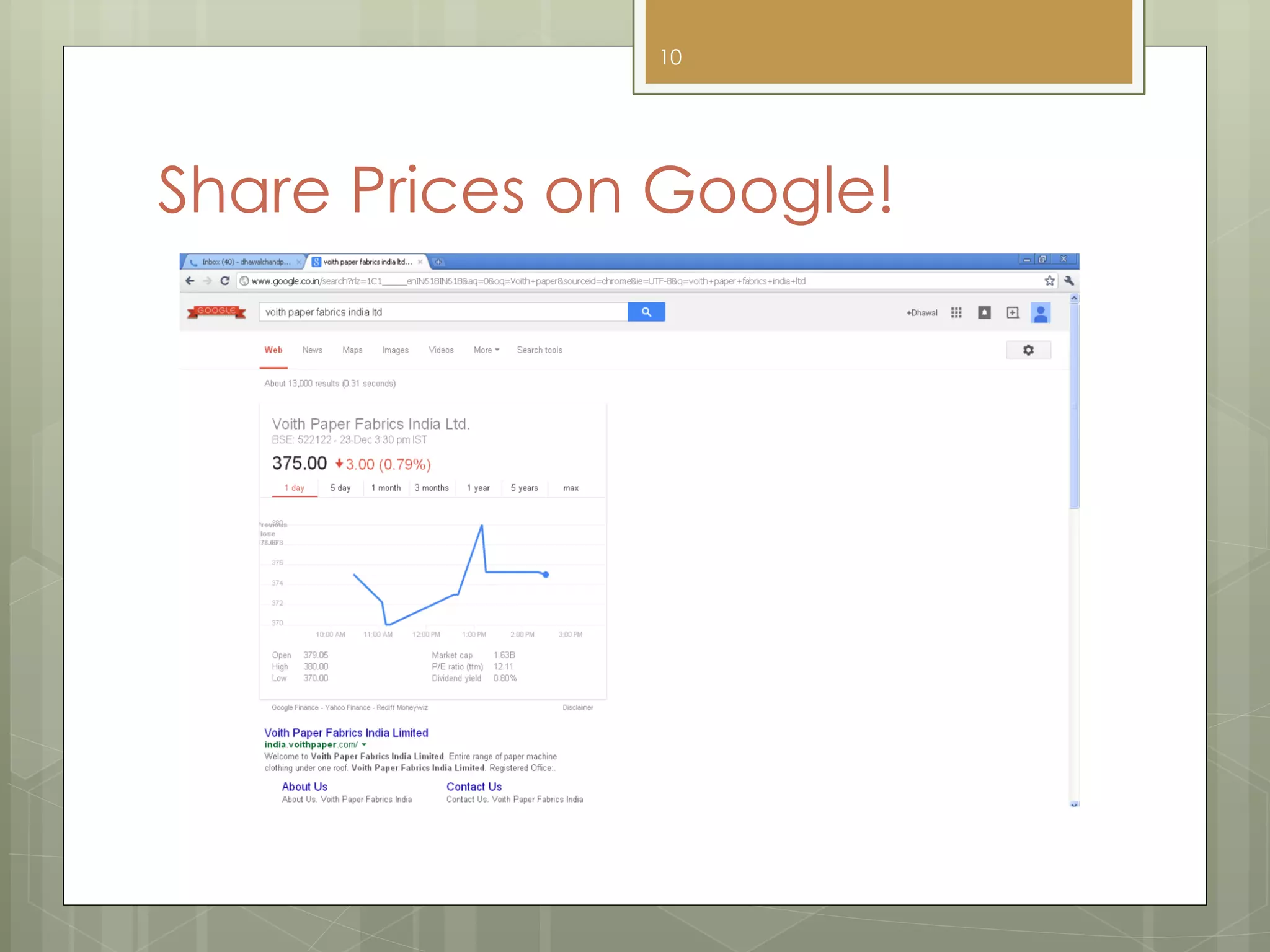 Share Prices on Google!
10
 