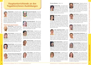 37Anmeldeformular siehe S. 41 · Info/Anmeldung Tel.: BM 05234/870 · WW 02685/80020 · NO 04426/9041610 · AL 08361/925300Kursinformationen und Tagesablauf: siehe S. 4+12 · Seminarleiter-Beschreibungen ab S. 36
YOGALEHRER/INAUSBILDUNG
36
YOGALEHRER/INAUSBILDUNGHAUPTUNTERRICHTENDEANDENYOGALEHRER/INNENAUSBILDUNGEN
HAUPTUNTERRICHTENDEANDENYOGALEHRER/INNENAUSBILDUNGEN
Christian Bliedtner - siehe S. 35
Corinna Grote - Sie studierte Kom-
munikations-WissenschafteninBerlin,
wo sie vor einigen Jahren auf den
Yogaweg kam. Sie ist eine enthusias-
tische Yogalehrerin und strahlt Liebe,
Frieden und Freude aus. Ihr Unterrichtsstil ist
verspielt, meditativ und herzöffnend.
Devaki Lammet - Internationale Yo-
galehrerin und Ausbildungsleiterin
(USA,Deutschland),Dipl.-Psychologin,
AyurvedaGesundheitsberaterin,Schü-
lerin von Yogi Hariji und Leela Mataji.
Sie war 5 Jahre Mitarbeiterin in Ashrams in USA
und Deutschland und bis 2014 im April 5 Jahre
Mitarbeiterin bei Yoga Vidya Speyer. Seit Mai 2014
lebt sie mit ihrem Mann vorwiegend in Puerto
Rico (Karibik), wo die beiden ein kleines Yoga
Retreat Center leiten.
Gabi Jagadishvari Dörrer - Yoga
Acharya, (Yin-)Yogalehrerin und Fas-
zienyogatrainerin,diemitvielHerzund
Freude unterrichtet. Sie lebt schon
länger im Allgäu Ashram. Ein wunder-
barer Ort für sie, an dem sie den ganzheitlichen
Yoga,densieschonvieleJahrepraktiziert,undihre
Liebe zur Natur, insbesondere den Bergen, ver-
binden, leben und mit Hingabe weitergeben kann.
Gauri Daniela Reich - Yogalehrerin,
AyurvedaGesundheitsberaterin,Vega-
neErnährungsberaterin,ausgebildetin
Yoga Personal Training, Vinyasa Se-
quenzing, Thai Yoga Massage und Yin
Yoga, Lehrerin für Prävention und Gesundheits-
förderung, Fitnesstrainer B-Lizenz, Cardioﬁtness-
und Entspannungstrainerin, Dipl.-Betriebswirtin.
Gopika Stalder - Yogalehrerin, Spi-
rituelle Lebensberaterin und Medita-
tionslehrerin. Sie freut sich, das ganz-
heitliche Wissen aus verschiedenen
Aus- und Weiterbildungen mit lang-
jähriger Yoga Praxis vereinen zu können. Mit Herz
und Seele vermittelt sie die Techniken und Übun-
gen von Yoga und Meditation.
Guido Cremer - Yogalehrer, bildet seit
2017 auch YogaleherInnen aus. Er
praktiziert Yoga seit 2010 auf der Mat-
te und im Leben. Aus einer „Turnstun-
de“ wurde mehr und Yoga integrierte
sich immer mehr in sein Leben, wurde zu einem
Lebensstil. Vieles wurde bewusster, achtsamer,
bedeutungsvoller und schöner.
Igor Ewseew - Yogalehrer und ayur-
vedischer Gesundheitsberater. Sevaka
bei Yoga Vidya Bad Meinberg (Haupt-
unterrichtenden-Team und Ayurveda
Oase).IhmgefälltdieAuffassung,dass
es nichts Höheres gibt, als anderen liebevoll einen
Dienst zu erweisen, anderen grundlos Freude zu
bereiten und stets hilfsbereit zu sein.
Ishwara Alisauskas - Yogalehrer und
langjähriger Mitarbeiter in den Sivanan-
da Yoga Vedanta Zentren. Sein Unter-
richtsstilistsowohlsystematischalsauch
humorvoll und basiert auf vielen Jahren
kontinuierlicher eigener Praxis und Lehrerfahrung.
Kaivalya Meike Schönknecht - Aus-
gebildete Sivananda Yoga Vedanta
Lehrerin. Nach geisteswissenschaft-
lichem Studium in England und Tätig-
keit in der Verlagsbranche ist sie seit
2013 Sevaka bei Yoga Vidya Bad Meinberg. Sie
leitet das Team Shop und Verlag und unterrichtet.
Karuna M. Wapke-YogaAcharyaund
Leiterin des Yoga Vidya Ashrams im All-
gäu. Sie unterrichtet seit 2006 mit viel
Freude und Leichtigkeit und ist von der
Möglichkeit, Yoga ganzheitlich zu leben,
im Team gemeinsam zu wirken und viele Menschen
auf dem Yogaweg begleiten zu dürfen, begeistert.
Katyayani - Sehr erfahrene Yoga-
lehrerin und Yoga Vidya Acharya. Mit
viel Fachkompetenz, Einfühlungsver-
mögen und einer besonderen Stimme
und Ausdrucksweise führt sie dich
durchdeineYogapraxis.Bekanntistsieauchdurch
die Herzen berührenden Satsangs, Meditationen
und Mantra-Yogastunden.
Sukadev Bretz – Ist Gründer und spi-
rituellerLeitervonYogaVidya.Erversteht
es wunderbar, tiefe Weisheit humorvoll
weiterzugeben. Seine besondere Stärke
istes,AspirantenzuintensiverPraxiszu
motivieren,hinterallemeinenhöherenSinnzusehen
undmehrEnergieundHerzindenAlltagzubringen.
Buchautor.1992gründeteerdieYogaVidyaZentren.
Erlebe den dynamischen Begründer einer der füh-
renden Yoga Bewegungen Europas.
Alphabetisch nach Vornamen:
Adinath Zöller - Staatlich anerkann-
ter Erzieher, Yogalehrer (BYV), Yoga
Personaltrainer, Spiritueller Lebens-
berater, Meditationskursleiter und
Achtsamkeitspraxis-Lehrer.
Amrita Kabisch - Ausbilderin, Man-
trayoga-, Chakralehrerin, Meditations
- und Entspannungskursleiterin, Ayur-
veda Gesundheitsberaterin. Nach ei-
nigen Jahren als Sevaka im Allgäu und
Bad Meinberg wirkt sie jetzt im Yoga Vidya Cen-
ter Seekirchen. Im Unterricht legt sie Wert auf
zugleich fordernde als auch meditative Stunden.
Ananda Schaak - Leiterin des Hauses
YogaVidyaNordsee.YogaVidyaAcha-
rya,YogalehrerinWdM/ECYT/BDY/EYU/
BYV, Meditationslehrerin BYVG, spiri-
tuelleLebensberaterinBYVG,Wellness-
trainerin, Kauffrau, Agraringenieurin, seit 2001
tägliche Yoga Praxis, Kriya Yoga Einweihung.
Ananda Caitanya Das Brüggemann
-Yogalehrer,HeilpraktikerundKampf-
kunst Trainer. Er unterrichtet mit viel
HerzundEnthusiasmus.SeinUnterricht
ist eine gute Mischung aus vielen Be-
reichendesYoga-teilsfordernd,teilsentspannend.
Stets authentisch und immer lehrreich.
Ananda Devi Ruprecht - Sie hat als
Yogalehrerin, Heilpraktikerin, Ayurve-
da Gesundheitsberaterin, Kinesiologin
undHypnosetherapeutin10Jahrelang
eine eigene Praxis geführt und kam
dann zu Yoga Vidya, um tiefer in die Themen Yoga
und Spiritualität einzutauchen.
Anantadas Büsseler - Über 20 Jahre
Unterrichtserfahrung und intensive
eigene Praxis in Meditation und allen
Aspekten der klassischen ganzheitli-
chen Yoga Wege (Raja, Kundalini,
Hatha, Jana, Bhakti, Karma), Ausbilder für Yoga-
lehrer und Übungsleiter seit 2007.
Bhakti Turnau - Yogalehrerin und
Meditationskursleiterin. Sie praktiziert
seit vielen Jahren integrales Yoga und
buddhistischeMeditation.IhreSchwer-
punkte sind: meditative, aber auch
fröhliche und immer liebevolle Yogastunden;
klassischeMantras,Sanskrit,Rituale, Achtsamkeit.
Bharata Kaspar - Yoga Vidya Acha-
rya,beliebterYogalehrerundAusbilder,
Spiritueller Lebensberater, Sänger und
Musiker. Bharata führt dich mit viel
Enthusiasmus und Begeisterung zu
neuen Erfahrungen und spiritueller Tiefe. Neben
seinerlangjährigenUnterrichts-undAusbildungs-
erfahrung berührt er vor allem durch sein Mant-
ra-Singen und seine herzöffnenden Geschichten.
Chitra Kaspar - Sehr erfahrene, ins-
pirierendeYogalehrerinund-ausbilde-
rin, Betriebwirtin mit Germanistik,
glückliche Mutter. Chitra besticht vor
allem durch ihren klaren, präzisen und
gleichzeitigliebevollenUnterrichtsstil.Yogaistihre
BerufungunddasdrücktsichinihrenStundenund
in ihrer tiefen inneren Ruhe und Freude aus.
Hauptunterrichtende an den
Yogalehrer/innen Ausbildungen
 