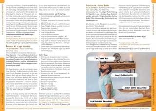 53Anmeldeformular siehe S. 231 · Info/Anmeldung Tel.: BM 05234/870 · WW 02685/80020 · NO 04426/9041610 · AL 08361/925300Kursinformationen und Tagesablauf: siehe S. 4+45 · Seminarleiter-Beschreibungen ab S. 92
YOGALEHRER/INWEITERBILDUNG
52
DIE9-TAGE-INTENSIV-WEITERBILDUNGEN
DIE9-TAGE-INTENSIV-WEITERBILDUNGEN
Jnana Yoga und Vedanta: Eingehende Behandlung
derUpanishaden,derwichtigstenklassischenTexte
des Jnana Yoga. Die Upanishaden enthalten den
philosophisch-metaphysischen Teil der Veden, die
Grundlage für Vedanta, die Philosophie der Ein-
heit. Eine faszinierende und mitreißende Analyse
der Upanishaden behandelt die Grundfragen der
menschlichenExistenz:Werbinich?Wasistwirklich?
WasistGlück?undführtdichzurErkenntnis:Deine
wahreNaturistreinesBewusstsein.DieseErkenntnis
verhilft dir zur Befreiung von allen Verstrickungen
des Geistes, zu einem Leben in Freiheit. Indische
SchriftenundPhilosophiesysteme:Diewichtigsten
Yogaschriften. Die 6 Darshanas. Upanishaden.
Unterrichtstechniken und Hatha Yoga:
Siehe unter Intensiv A1.
Benötigte Literatur: UP oder Eknath Easwaran „Die
Upanischaden“(GoldmannVerlag),YVA,YVL,ADY**
MZ724€,DZ877€,EZ1.034€,S/Z/Womo602€
Intensiv A7 - Yoga Vasishta
15.-24.10.21 BM, SL: Swami Saradananda,
Ramashakti Sikora
Teilweise Englisch mit deutscher Übersetzung
Yoga Vasishta - eine unschlagbare Anleitung
zum Glücklichsein inmitten aller Wechselfälle
des Lebens! Freue dich auf ein ganz besonderes,
einmaliges Seminar: höchste philosophische
Weisheit, feinfühlig, intuitiv und weise inter-
pretiert und erklärt.
Die Yoga Vasishta ist eine der wichtigsten Jnana
Yoga Schriften. Der Weise Vasishta erklärt darin
dem Prinzen Rama, der verzweifelt ist über das
Leid der Welt und nach einem tieferen Sinn im
Leben sucht, die höchste Weisheit des Vedanta,
der Philosophie der Einheit. Das Werk ist voller
unglaublicher Geschichten – teilweise lustigen,
oft surrealen Geschichten, von Paralleluniversen
und -welten – um uns die illusionäre Natur dieser
Welt und unserer üblichen Vorstellungen von
„Ich“ und „Welt“ vor Augen zu führen.
Dabei ist die Yoga Vasishta aber kein Werk für
weltfremde Gelehrte – im Gegenteil. Ihre Grund-
aussage ist: Erkenne, dass hinter und in allem
Relativen sich eine einzige absolute Wahrheit
manifestiert, erkenne, dass du in Wirklichkeit
Brahman, reines Bewusstsein bist, befreie dich
so von allen begrenzenden Identiﬁkationen und
dannhandleverhaftungslosinderWelt.Dasistder
Weg, Leid zu überwinden und glücklich zu leben.
Unterrichtstechniken und Hatha Yoga:
» Unterrichtsgestaltung,DidaktikundIndividuelle
Korrekturen
» Anfänger, besonders: Korrekturen und Hilfe-
stellungen
» Mittelstufe: Korrekturen und Hilfestellungen
» Yoga-Therapie. Yoga bei speziellen Problemen.
Gegenseitiger Austausch
» Yoga fürs Herz (Ornish-Programm)
» Yoga für den Rücken
» Yoga bei Gelenkproblemen
» Yoga bei Atemproblemen (Asthma u. a.)
» Yoga bei psychosomatischen Beschwerden
» Yoga auch im Rollstuhl. Sanfte Variation der
Yoga Vidya Reihe für Menschen mit körper-
lichen Gebrechen
» Unterrichten von Entspannungs-Workshops
» Eingehen auf individuelle Fragen aus deiner
Unterrichtspraxis
Hatha Yoga:
» Erlernen von fortgeschrittenen Techniken
» ShankPrakshalama,dievollständigeDarmreini-
gungzurEntschlackungdesganzenOrganismus
» HathaYogaundSport:Sportmedizin,Muskelund
Skelettsystem.AufbaudesMuskels.Wiewerden
die Muskeln durch die Yoga Praxis beeinﬂusst?
» Yoga als Konditions-, Flexibilitäts-, Kraft- und
Koordinationstraining
» Entspannung und Stress-Management. All-
gemeines Anpassungsprinzip.
» Wissenschaftliche Untersuchungen über die
Wirkungen des Yoga
» Entspannungstechniken
» Mentales Training
» Yoga und Gesundheit
» Yoga im täglichen Leben
» Krankenkassen und Yoga
Alternativ auch als F7 buchbar: Mit zusätzlichen
Vedanta-Vorträgen(stattStressmanagementundTrai-
ningslehre).F7hatauchandereUnterrichtstechniken.
Benötigte Literatur: YVA, YVL **, „Yoga Vasishta“
(dt. Ausgabe, im Yoga Vidya Verlag erschienen)
MZ724€,DZ877€,EZ1.034€,S/Z/Womo602€
Intensiv A8 – Tattva Bodha
13.-22.8.21 BM, SL: Maheshwara Mario Illgen,
Gauri Daniela Reich, Kay Hadamietz
Interessante und vielseitige Weiterbildung
für Yogalehrer rund um Jnana Yoga, Vedanta
und den spirituellen Weg anhand des „Tattva
Bodha“ (Die Erkenntnis der Wirklichkeit) von
Shankaracharya.
„Ich allein bin wirklich. Alles andere ist nur schein-
bar wirklich.“ (Tattva Bodha)
Durch solche, scheinbar absurde oder gar provo-
zierende Aussagen regt uns dieses Werk an, unser
Verständnis von Wirklichkeit zu hinterfragen: Was
istdas,waswirklichgrundlegendundessentiellist?
„Tattva Bodha“ gilt als der grundlegende Text des
Vedanta, der klassischerweise als Einführung ge-
lehrt wird und in Form von Fragen und Antworten
die Grundlage für unser Erforschen legt.
Eine unvergleichliche Weiterbildung, die deine
bisherigen Denkgewohnheiten revolutionieren
und in Frage stellen wird, je weiter du in dieses
klassische indische System der Selbstbefragung
undHinterfragungderaugenscheinlichwahrnehm-
baren „Realität“ einsteigst. Wir diskutieren auch
andere indische Texte, philosophische Systeme
und Methoden. Du bekommst eine Übersicht
über die klassischen indischen Schriften und die
6 Philosophiesysteme, übst Hatha Yoga und lernst
vertiefende Unterrichtstechniken, Sportmedizin,
Entspannung und Stressmanagement.
EinesystematischeAnalysederFragendesVedanta
führt dich zur Erkenntnis der Wahrheit: Deine
wahre Natur ist reines Bewusstsein, reines Sein,
Wissen und Glückseligkeit.
Unterrichtstechniken und Hatha Yoga:
siehe unter Intensiv A1
Benötigte Literatur: YVL, YVA**.
Ein Handout zum Tattva Bodha Text bekommst
du im Seminar.
MZ724€,DZ877€,EZ1.034€,S/Z/Womo602€
YOGALEHRER/INWEITERBILDUNG
prajnanam brahman
ayam atma brahman
aham brahmasmi
Tat Tvam Asi
 