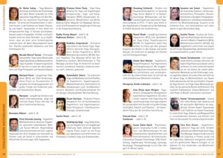 97Anmeldeformular siehe S. 231 · Info/Anmeldung Tel.: BM 05234/870 · WW 02685/80020 · NO 04426/9041610 · AL 08361/925300Kursinformationen und Tagesablauf: siehe S. 4+45 · Seminarleiter-Beschreibungen ab S. 92
YOGALEHRER/INWEITERBILDUNG
96
YOGALEHRER/INWEITERBILDUNGDIEKURSLEITER/INNEN
DIEKURSLEITER/INNEN
Dr. Nalini Sahay - Yoga Meisterin
(Acharya) und Doktor der Psychologie.
Auf diese Weise verbindet sie tiefes
klassisches Yoga Wissen mit dem Wis-
sen von westlicher Psychologie und
Medizin. Sie lernte die Energietechniken in inten-
siven Kursen in der Tradition von Swami Sivanan-
da und Swami Satyananda. In ihrer Arbeit mit
therapeutischem Yoga in Schulen und Kranken-
häusernsowieinSozialarbeit mitAids-undSucht-
kranken lernte sie, diese Techniken so zu modiﬁ-
zieren, dass sie jeder ohne Schwierigkeiten
umsetzen kann. Dr. Nalini Sahay begeistert durch
ihre Klarheit, praktischen Idealismus und ihrer
einfühlsamen Art.
Narada Marcel Turnau - Ehemaliger
Ashramleiter Yoga Vidya Westerwald,
YogaVidyaAcharya,Meditationslehrer,
Yoga Ausbilder, Entspannungstrainer.
Er hat sich im Laufe der Jahre spezia-
lisiert auf Yoga Philosophie und Advaita Vedanta.
Narayan Poese - Langjähriger Yoga-
lehrer (BYV), seit 2003 Kinderyoga-
lehrer-Praxis an Grundschulen. Er
gestaltet die Kinderyogastunden mit
großer Freude und fundiertem prak-
tischem und theoretischem Wissen.
Narayani - Langjährige Schülerin von
Swami Vishnudevananda, lange und
intensive Asana Praxis und über 40
Jahre Unterrichtserfahrung.
Narendra Hübner – siehe S. 38
Peter Govinda Janning - Yogalehrer,
Meditationslehrer, Business Yogaleh-
rer, spiritueller Lebensberater, Reiki-
und Karate Meister. Regelmäßige
Ashramaufenthalte seit 2011, eigenes
Yogastudio seit 2013. Angebot von Seminaren zu
Themen rund um Stress in Unternehmen und
öffentlichen Einrichtungen, VHS Yogadozent.
Pranava Heinz Pauly - Yoga Vidya
Acharya für Yoga und Yogatherapie,
Entspannungs-, Yoga- und Klang-
therapeut (BYAT), Klangmusiker, be-
geisterter Wanderführer und Nordic
Walking Trainer. Magister für Pädagogik, Germa-
nistik und Philosophie mit langjähriger Erfahrung
in der Erwachsenenbildung.
Radha Prema Maisel - siehe S. 38
Radharani Birkner - siehe S. 38
Radhika Siegenbruk - Gründerin
und Leiterin von Amara Yoga, Yoga-
lehrerin Senioren-Yoga-Übungslei-
terin, Kinder-Yogalehrerin (BYV),
Meditationskursleiterin (BYVG), Pas-
sive Yoga/Ayur Thai Massage (AYV), Sati Zen
Buddhismus Studium, Weiterbildungen in Thai
Massage und Acro Yoga. Ihr Unterricht ist facet-
tenreich, musikalisch, meditativ, fordernd, inten-
siv, sanft, liebevoll, spielerisch.
Ramashakti Sikora - Sie praktiziert
YogaundMeditationseitihrerKindheit,
ist Yogalehrerin, Yogatherapeutin,
Meditationslehrerin, Fachtrainerin für
Ausdauersport, Lauf- und Marathon-
trainerin, Musikerin und Krankenschwester mit
20-jähriger interdisziplinärer Berufserfahrung.
Ruzan Davtyan - Erfahrene Physio-
therapeutin mit viel Fachkompetenz,
Yogalehrerin und Yogatherapeutin.
Vojta-Therapeutin, Fußreﬂexzonen-
massage, Lymphdrainage.
Savitri Retat – siehe S. 39
Shaktipriya Vogt - Yoga Vidya Acha-
rya und Yogalehrerin mit langjähriger
Erfahrung. Dank intensiver täglicher
eigener Praxis strahlt sie viel Prana
aus. Spezialisiert auf Unterrichten von
Pranayama, Kundalini Yoga und Asanastunden.
Shanmug Eckhardt - Direktor und
Hauptausbildungsleiter im Sananda
Yoga Center Madrid. Er ist Diplom-
psychologe, Mitbegründer und Vor-
standsmitglied des spanischen Yoga-
lehrerverbands A.I.P.Y.S. 17 Jahre lang leitete er
denYogaAshraminCanadaundaufdenBahamas.
Er bildete Tausende von Studenten aus.
Shanti Wade - Langjährig erfahrene
Yogalehrerin (BYV) und -Ausbilderin
bei Yoga Vidya, Yogatherapeutin
(BYVG), Yin Yogalehrerin (nach Paul
Grilley). Ihr Fokus gilt dem genauen
Erspüren des Körpers in den Asanas und seinen
Grenzen. Ihr Unterricht ist geprägt von Klarheit
und Einfühlungsvermögen.
Shanti Devi Witzler - Yogalehrerin,
Körpertherapeutin, Thai Yoga Lehrerin
und Klangtherapeutin. Mit langjähri-
ger Yoga Unterrichtserfahrung. Durch
ihre einfühlsame und verständnis-
volle Art des Unterrichtens kann sie sich auf die
unterschiedlichsten Menschen einstellen.
Shivapriya Große-Lohmann - siehe S. 28
Sina Divya Jyoti Wingen - Yoga-
lehrerin, Schwangeren Übungsleiterin
sowieHormonYogalehrerin.Sieunter-
richtet, inspiriert vom Yoga Vidya Stil
und Anusara Yoga, ihren ganz eigenen
Stil und gestaltet ihre Stunden mit großer Freude,
Leichtigkeit, Klarheit und Präzision - mit beson-
derem Fokus auf der korrekten Ausrichtung.
Sitaram Kube - siehe S. 39
Sundaram - - siehe S. 29
Susan Holze-Apell - Physiothera-
peutin, Sivananda-YL-AB in Indien,
Fort- und Weiterbildungen mit den
Schwerpunkten Ganzheitlichkeit und
Alternativmedizin (Orthobionomy,
Craniosakral Therapie, Kinesiologie, TCM, Prana-
heilung, Yogatherapie, Hormonyoga, Lachyoga,
Aerialyoga, Thaiyogamassage u.v.m.) Gibt sehr
gern ihr Wissen weiter.
Susanne von Somm - Yogalehrerin
der Sivananda-Tradition, Literaturwis-
senschaftlerin, Philosophin, Gesund-
heitstrainerin,Kundalini-Schwangeren-
YogalehrerinundGeburtsvorbereiterin,
Lehrerin für Beckenbodenyoga. Susanne ist als
erfahrene Kurs- und Seminarleiterin seit vielen
Jahren in ganz Deutschland tätig.
Sushila Thoms - Studium der Sozio-
logie und Psychologie, derzeit promo-
vierendinMedizin;Yogalehrerin(BYV),
Meditationskursleiterin (BYVG). Als
Yogalehrerin unterrichtet und coacht
siemitFreudeÜbergewichtige;gleichzeitigforscht
sie wissenschaftlich zu dem Thema.
Swami Saradananda - Eine inspirie-
rende Lehrerin, die dazu ermuntert, die
eigene Yoga Praxis auszubauen und zu
verfeinern. In ihrem Unterricht bezieht
sie mit viel Humor die uralten philo-
sophischen Weisheiten auf die Erfahrungen unse-
res täglichen Lebens. Sie unterrichtet seit mehr als
30 Jahren Yoga, ist Meisterschülerin von Swami
Vishnudevananda und hat verschiedene Sivanan-
da Yoga Zentren und Yoga Vidya Westerwald ge-
leitet.SiehatzahlreicheBücherveröffentlicht.Ihre
neuesten Publikationen „Chakra Meditation“ und
„The Power of Breath“ sind kürzlich erschienen.
Swami Tattwarupananda - erwarb
sein tiefes Wissen über Vedanta und
die spirituellen Wahrheiten als lang-
jähriger Schüler Swami Dayanandas
in der Tradition von Swami Sivananda.
Er unterrichtet Yoga, Vedanta und Bhagavad Gita
in verschiedensten Ashrams und Schulen und
führt ein Gurukulam für unterpriviligierte Kinder.
Tara Devi Ziener - Yogalehrerin,
praktiziert Yoga seit 2015. Seitdem
verbreitetsieLebensfreudedurchYoga,
Thai Massage, Vegane Ernährung und
Life Coaching in Firmen, privat und
bei Yoga Vidya. Spielerisch, energetisch, herzlich
und mit gefühlvollen Mantra Einlagen ist sie
bekannt für ihre fordernden und Mittelstufen
Yogastunden.
 