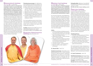 137Anmeldeformular siehe S. 231 · Info/Anmeldung Tel.: BM 05234/870 · WW 02685/80020 · NO 04426/9041610 · AL 08361/925300Tagesablauf, Seminarbeginn und -ende: siehe S. 4 · Alle Seminare mit Meditation, Mantra-Singen, Yogastunden
SPEZIELLEAUSBILDUNGEN
136
SPEZIELLEAUSBILDUNGEN
Meditationslehrer/in Ausbildung
18.6.-2.7.21 BM, SL: Sukadev Bretz
Lerne, Menschen nicht nur in die Meditation
einzuführen, sondern sie auch auf dem spiri-
tuellen Weg zu beraten und zu begleiten. Ein
Meditationslehrer ist mehr als nur ein Kurs-
leiter. Im Gegensatz zum Meditationskursleiter
vermittelt er nicht nur Techniken, sondern
gibt auch Anweisungen und hilft dem Schüler,
auf dem Entwicklungsweg voranzuschreiten.
Außerdem kann der Yoga Vidya Meditationslehrer
auch Mantra-Einweihungen geben. Während die
Meditationskursleiter Ausbildung für Menschen
verschiedenster Übungstraditionen geeignet ist,
lernst du in der Yoga Vidya Meditationslehrer
Ausbildung, den ganzheitlichen spirituellen Weg
von Swami Sivananda und Sukadev weiterzuge-
ben. Daher sollten sich die Teilnehmer an dieser
Ausbildung als Schüler in der Tradition von Swami
Sivananda fühlen. Diese Ausbildung ist die tief-
gehendste Ausbildung bei Yoga Vidya. Die zwei-
wöchige Meditationslehrer Intensiv-Ausbildung
beinhaltet nicht nur die genauere Anleitung für
Beratung und Führung auf dem spirituellen Weg,
sondern auch das Einweihungsritual zur Autori-
sierung für Mantra-Einweihungen.
Teilnahmevoraussetzungen: Die Meditations-
lehrer Ausbildung ist bausteinartig aufgebaut und
beinhaltet folgende Teile, die Voraussetzung für
den Besuch dieser beiden Intensivwochen sind:
1. 2-jährige Yoga Vidya Lehrer Ausbildung (wahl-
weise die 2-Jahres- Ausbildung im Ashram,
die 2-Jahres- oder die 3-Jahres-Ausbildung).
2. Meditationskursleiter Ausbildung
3. Wahlweise die Spirituelle Lebensberater oder
die Psychologische Yogatherapie Ausbildung.
4. Die Mantra-Meditation Intensivwoche mit
Sukadev und tägliche Meditationspraxis seit
mindestens 2 Jahren.
Die 2-wöchige Meditationslehrer Intensiv Ausbil-
dung beinhaltet eine umfangreiche theoretische
und praktische Prüfung und kann nur belegt
werden, wenn der Besuch aller anderen Teile
nachgewiesen werden kann.
Zertiﬁkat:„Meditationslehrer(BYV).Inklusivealler
vorbereitenden Bausteine mind. 1120 UE.
MZ1.259€,DZ1.496€,EZ1.741€,S/Z/Womo1.072€
Ganzheitliche Meditationsleiter/in
Ausbildung nähere Infos siehe S. 227
Meditations Coach Ausbildung
12.-17.9.21 BM, SL: Adinath Zöller
Du lernst, Menschen in Meditationsgruppen
und im Einzel-Coaching noch individueller,
bedürfnisorientierter auf ihrem spirituellen
Weg zu begleiten und zu beraten. So kannst du
beispielsweise spirituelles Personaltraining oder
Einzel- und Gruppen-Coaching anbieten sowie
die Qualität deiner Meditationskurse steigern.
Du schulst dein Auge dafür, welche Meditations-
form und -intensität zu jemandem passt. In der
Ausbildung werden die verschiedenen Medita-
tionstechniken behandelt, ergänzt und vertieft.
Aus diesem „Werkzeugkoffer“ wählst du dann das
Passende für deine/n Teilnehmer/in aus – je nach
physischer und psychischer Verfassung, Konstitu-
tion, Lebensstil, sozialem Umfeld. Die Ausbildung
kann durch die damit verbundene Selbstreﬂexion
auch deiner eigenen spirituellen Praxis nochmals
einen neuen Schub geben.
Inhalte:
» VertiefungundAusbauderMeditationstechni-
ken aus dem Hatha, Kundalini und Jnana Yoga
» achtsamkeitsbasierte Techniken aus dem Raja
Yoga und dem Buddha-Dharma
» AnpassungderTechniken–inhaltlich,Intensität,
Form – an deine Teilnehmer
» Methoden der Beratung, Begleitung, Anleiten
vonMeditationen,ganzheitlicherKommunika-
tion und liebevoller Selbstreﬂektion
» spirituelles Personal Training
» spirituelles Gruppen- und Einzelcoaching
» Praktische Arbeit zu Zweit und/oder in
Kleingruppen
SL: Adinath Zöller - siehe S. 92
Teinahmevoraussetzung: Regelmäßige eigene
Meditationspraxisvonmind.1-2Jahren.Vorherige
Teilnahme am Wochenendseminar „Meditation
Grundtechniken“ (12.-14.02.21, 12.-14.11.21) oder
Meditationskursleiter/in Ausbildung, Yoga Vidya
Yogalehrer/in (andere auf Anfragen) oder Ver-
gleichbares. Pﬂichtbaustein der Meditationsleiter/
in Ausbildung. siehe S. 227
Prüfung/Zertiﬁkat:„Meditations-Coach(BYVG)“.
Praktische Prüfung im Rahmen des Ausbildungs-
settings. Ca. 60 UE.
MZ 490€, DZ 576€, EZ 663€, S/Z/Womo 423€
Chakra Lehrer Ausbildung
8.-15.8.21 BM, SL: Swami Saradananda
Englisch mit deutscher Übersetzung
SteigetiefeininTheorieundPraxisderChakra-Lehre.
DerKursistspeziellaufdeinepersönlicheEntwick-
lung und die Entfaltung des kreativen Potentials
deiner Schüler ausgerichtet: Wie kannst du die
Chakras nutzen, um deine Ideen und Träume wahr
werden zu lassen und dies auch deinen Schülern
vermitteln.DerAnsatzisteinzigartig:Dulernst,wie
du deinen Schülern die Chakra-Lehre nahebringen
kannst, insbesondere auch in Verbindung mit ihrer
Yoga Praxis, während du gleichzeitig durch die
eigene Praxis und den theoretischen Hintergrund
dieserAusbildungselbsteintieferes,authentischeres
Verständnis für die Chakras, ihre Wirkungsweise
und Zusammenhänge, entwickelst. Dabei stehst
immer du und dein Entwicklungspotential, bzw.
das deiner Schüler, im Mittelpunkt.
Ausbildungsthemen:
» Funktionen und Wirkungsweise der Chakras
» Ihr gegenseitiger Einﬂuss aufeinander
» Ihre Wirkung auf die bewussten und unbewus-
sten Anteile der menschlichen Psyche
» AnpassenderYogapraxis,umdieEnergiehoch-
zuführen zu einem höheren Bewusstsein
» Der genauso wichtige Prozess, die Energie
wieder herunterzubringen
Die Ausbildungsleiterin Swami Saradananda ist
eine international anerkannte Autorität auf dem
Gebiet der Chakras und des Pranayama. Sie ist u.a.
Autorin zweier Bücher zu diesem Thema, „Chakra
Meditation“ und „The Essential Guide to Chakras”.
SL: Swami Saradananda - siehe S. 98
Teilnahmevoraussetzung:abgeschlosseneYoga-
lehrer- Ausbildung (Yoga Vidya o. SYVC; andere
auf Anfrage, da ein gewisses Grundverständnis
der Chakras vorausgesetzt wird).
Zertiﬁkat: „Chakra Lehrer/in (BYV)“. 80 UE
MZ 662€, DZ 781€, EZ 901€, S/Z/Womo 568€
 