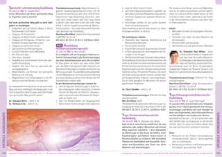 139Anmeldeformular siehe S. 231 · Info/Anmeldung Tel.: BM 05234/870 · WW 02685/80020 · NO 04426/9041610 · AL 08361/925300Tagesablauf, Seminarbeginn und -ende: siehe S. 4 · Alle Seminare mit Meditation, Mantra-Singen, Yogastunden
SPEZIELLEAUSBILDUNGEN
138
SPEZIELLEAUSBILDUNGEN
Spirituelle Lebensberatung Ausbildung
18.-25.7.21 BM, SL: Sukadev Bretz
Lerne, Menschen auf ihrem spirituellen Weg
zu begleiten und zu beraten.
Auf dem spirituellen Weg gibt es viele Auf-
gaben zu bewältigen:
» Integration des spirituellen Weges in Beruf,
Partnerschaft und Familie
» Umgang mit Krankheiten
» Umgang mit Bedürfnissen und Wünschen
» Umgang mit Reinigungs-, Hindernis- und
Kundalini Erweckungserfahrungen
» Umgang mit spirituellen Krisen
» Spirituelle Entscheidungsﬁndung
» Extreme Praktiken versus Mittelweg
» Die Tricks des Egos
» Gott, Guru, Samadhi
» Aufgaben auf verschiedenen Stufen der spiri-
tuellen Entwicklung
» Didaktik: Wie führt man ein spirituelles Be-
ratungsgespräch?
» Möglichkeiten und Grenzen der spirituellen
Beratung und Führung
» Möglichkeiten und Schwierigkeiten in der Be-
ziehung zwischen Berater und Aspirant
EinaußergewöhnlichesSeminar,umdenspirituellen
Weg und seine vielfältigen Verzweigungen in der
Tiefezubegreifen.Idealfürjeden,demöfterFragen
zum spirituellen Weg gestellt werden.
SL: Sukadev Bretz - siehe S. 36
SL: Nirmala Erös - siehe S. 38
Teilnahmevoraussetzung: Abgeschlossene Yo-
galehrer Ausbildung/Training mit mind. 200 UE
(=Unterrichtseinheiten), oder mind. 200 UE einer
begonnenen Yoga Ausbildung absolviert, oder
nach dem ersten halben Jahr einer Yoga Vidya
2-Jahres- oder nach dem ersten Jahr einer Yoga
Vidya 3-Jahres-Yogalehrerausbildung, Medita-
tionskursleiter-, Ayurveda Gesundheitsberater
oder gleichwertige Ausbildung.
Abschluss/Zertiﬁkat:„Spirituelle/rLebensberater/
in (BYVG)“. Ca. 81 UE.
MZ 662€, DZ 781€, EZ 901€, S/Z/Womo 568€
NEU Ausbildung
Reinkarnationstherapeut/in
17.-24.1.21 BM, SL: Nora Handke
Ist es möglich, sich an vergangene Leben zu er-
innern?Undwasbringtesdir,dieseErinnerungen
aus dem Unterbewusstsein ans Licht zu holen?
Im Yoga gehen wir davon aus, dass unsere Seele
sich viele Male in die physische Welt inkarniert, um
bestimmteErfahrungenzumachenundletztlichzur
Befreiungzuﬁnden. FürvieleMenschenwirddieIdee
vonderWiedergehurt durchpersönlicheErfahrung
voneinemGlaubenzueinemtiefenWissenüberdie
Unsterblichkeit unserer Seele.
In der Reinkarnationstherapie kannst du:
» überdieHypnose-RückführungeninErfahrun-
gen vergangener Leben eintauchen, in denen
oftmals die Wurzeln von Mustern, Glaubens-
sätze und emotionalen Blockaden der Gegen-
wart zu ﬁnden sind
» über ein Wiedererleben der Vergangenheit
Erkenntnisse für dein jetziges Leben gewinnen
» dadurch deine Zukunft heilen
» auf höhere Bewusstseinsebenen zugreifen, die
deinLebenineineneuePerspektivesetzenkönnen
» intuitiven Zugang zum yogischen Wissen be-
kommen
» feinfühliger werden für die subtile Sprache
deines Unterbewusstseins
Diese Ausbildung bereitet dich darauf vor, selbst
Sitzungen anbieten zu können.
Die wichtigsten Inhalte:
» Theorieteil über Hypnose, Rückführung und
Reinkarnationstherapie
» Schulung der Intuition
» Praxiserfahrung durch gegenseitiges Anleiten
» Erfahrungsaustausch und Integration der Sit-
zungen in der Gruppe
» Reinkarnationstherapie-Sitzungenselbstanbieten
DieAusbildungrichtetsichanTeilnehmer/innen,die
offenfürdieArbeitmitdemUnterbewusstseinund
Persönlichkeitsentwicklung sind. Sie ersetzt keine
Psychotherapieundsetztmentaleundpsychische
Stabilität voraus. Persönliche Prozesse, die durch
die Arbeit angeregt werden können, werden über
ein Gruppensharing integriert und aufgefangen.
Sie ist nicht geeignet für Menschen mit akuten
psychischen Problemen.
SL: Nora Handke - siehe S. 38
Teilnahmevoraussetzungen: Offenheit für Yoga
und Spiritualität.
Mit Zertiﬁkat. 80UE.
*BittebeachtediegesetzlichenBestimmungenzur
AusübungderHeilkundeinDeutschlandsieheS.230
MZ 662€, DZ 781€, EZ 901€, S/Z/Womo 568€
Yoga Partnerschaftsberater/in
Ausbildung
20.-25.6.21 BM, SL: Damodari Dasi Wloka
Egal ob du in einer Partnerschaft bist, dir eine
wünschst oder andere Menschen auf diesem
Weg begleiten möchtest – hier bekommst
du Werkzeuge an die Hand, die helfen, mehr
Sinnhaftigkeit und höhere Dimensionen in
Partnerschaften zu erfahren. Wir behandeln
Themen wie Sinnlichkeit und Sexualität, Tech-
niken zum Betrachten und Lösen von alten
Mustern und Vorstellungen.
Wir kreieren einen Raum, wo du die Möglichkeit
hast bei dir selbst anzukommen und dich gleich-
zeitig für andere zu öffnen. Dabei kannst du dich
und deine Lieben heilen, während du die Einheit
in der Verschiedenheit erkennst und mehr Tiefe
im Leben gewinnst.
Inhalt:
» Methoden für mehr Sinnhaftigkeit in Partner-
schaften
» Techniken zum Lösen von alten Mustern und
Vorstellungen
» Partnerschaft und Sexualität
» Spiritualisierung und gemeinsames Wachsen
SL: Damodari Dasi Wloka – Sport
undGesundheitslehrerin,Yogalehrerin
und Ayurveda Gesundheitsberaterin.
FortbildungenindenBereichenPsycho-
logieundCoaching,systemischeTrans-
aktionsanalyse nach Eric Berne, Ho´oponopono.
Langjährige Tätigkeit als Personal Trainerin und
BeraterininganzheitlicherGesundheitsprävention.
Teilnahmevoraussetzung: Offenheit für Yoga
und Spiritualität.
Abschluss/Zertiﬁkat: „Yoga Partnerschafts-
berater/ in (BYVG)“. Ca. 60 UE.
MZ 490€, DZ 576€, EZ 663€, S/Z/Womo 423€
Yoga Schwangerschaftsberater/in
Ausbildung
30.5.-4.6.21 BM, SL: Susan Holze-Apell
So wunderschön und wertvoll es ist, bringt der
Aufbau einer Familie gleichwohl viele Heraus-
forderungen und Neues mit sich. Kostbar ist
dann eine begleitende, unterstützende Person
mit Ratschlägen und fundiertem Wissen.
Das bekommst du hier – für dich persönlich oder
dein Umfeld oder als Ergänzung im beruﬂichen
Umfeld, wenn du schon auf diesem Gebiet tätig
bist oder dich beruﬂich verändern möchtest.
Ziele:
» Menschen bei den Themen Familienplanung,
Schwangerschaft, Geburt, Säuglingspﬂege
usw. zu unterstützen
» Betreuung von Mutter und Kind aus ganzheit-
lich yogisch-ayurvedischer Sicht
 