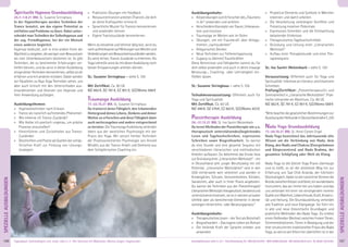 167Anmeldeformular siehe S. 231 · Info/Anmeldung Tel.: BM 05234/870 · WW 02685/80020 · NO 04426/9041610 · AL 08361/925300Tagesablauf, Seminarbeginn und -ende: siehe S. 4 · Alle Seminare mit Meditation, Mantra-Singen, Yogastunden
SPEZIELLEAUSBILDUNGEN
166
SPEZIELLEAUSBILDUNGEN
Spirituelle Hypnose Grundausbildung
25.7.-1.8.21 BM, SL: Susanne Sirringhaus
In der Hypnotherapie werden Techniken der
Trance benutzt, um das eigene Potential zu
entfalten und Probleme zu lösen. Dabei unter-
scheidet man Techniken der Selbsthypnose und
der sog. Fremdhypnose, bei der ein Mensch
einen anderen begleitet.
Hypnose bedeutet, sich in eine andere Form der
Wachheitzubegeben,diewenigervomBewusstsein
als vom Unterbewusstsein bestimmt ist. Es gibt
Techniken, die zu bestimmten Erfahrungen ver-
helfen können, und du wirst in dieser Ausbildung
einige dieser Techniken kennenlernen, selbst an dir
erfahren und mit anderen einüben. Dabei werden
wir Parallelen zu Raja Yoga Techniken sehen, uns
aber auch kritisch mit den Unterschieden aus-
einandersetzen und Grenzen von Hypnose und
ihrer Anwendung aufzeigen.
Ausbildungsthemen:
» Hypnosetechniken nach Erikson
» Trance als natürlich auftretendes Phänomen
» Wie erkenne ich Trance-Zustände?
» Wie bleibe ich poetisch ungenau, um präzise
Prozesse anzustoßen?
» Hineinführen und Zurückholen aus Trance-
Zuständen
» Geschichten und Poesie als Quellen der schöp-
ferischen Kraft zur Findung von Lösungs-
strategien
» Praktische Übungen mit Feedback
» Ressourcentrancen anleiten (Trancen, die dich
an deine Kraftquellen erinnern)
» Sprachliche Muster für Trancen kennenlernen
und anwenden können
» Eigene Trancezustände kennenlernen
Wenn du beratend und lehrend tätig bist, wirst du
nochaufmerksameraufWirkungenvonWortenund
VeränderungenvonBewusstseinszuständenwerden.
Du wirst lernen, Trance-Zustände zu erkennen. Als
YogaLehrer/inwirstdumitdieserAusbildungnoch
besser Entspannungen anleiten können.
SL: Susanne Sirringhaus - siehe S. 105
Mit Zertiﬁkat. Ca. 80 UE.
MZ 662€, DZ 781€, EZ 901€, S/Z/Womo 568€
Traumyoga Ausbildung
17.-22.10.21 BM, SL: Susanne Sirringhaus
Du trainierst deine Fähigkeit, den träumenden
Hintergrund deines Lebens, Denkens und deiner
Motive zu erforschen und diese Fähigkeit dann
auch weiterzugeben und andere entsprechend
zu beraten.Die Traumyoga Ausbildung verbindet
Ideen aus der westlichen Psychologie mit der
Praxis des Yoga. Wir setzen hierbei Techniken
der Prozessorientierten Psychologie von Arnold
Mindell, aus der Trance-Arbeit und Elemente aus
dem Schöpferischen Coaching ein.
Ausbildungsinhalte:
» KörperübungenzumErforschendes„Träumens
in dir“ anwenden und anleiten
» VerschiedeneKonzeptevonTraum,Unbewuss-
tem und Intuition
» Traumyoga im Westen wie im Osten
» Übungen, um mit Traumkraft über Alltags-
themen „nachzudenken“
» Allegorisches Denken
» Neue Techniken zur Tiefenentspannung
» Zugang zu (deinen) Traumkräften
Diese Kenntnisse und Fähigkeiten kannst du für
dich selbst anwenden und auch in deine etwaige
Beratungs-, Coaching- oder Lehrtätigkeit ein-
ﬂießen lassen.
SL: Susanne Sirringhaus - siehe S. 105
Teilnahmevoraussetzung: Offenheit auch für
Yoga und Spiritualität.
Mit Zertiﬁkat. Ca. 60 UE.
MZ 490€, DZ 576€, EZ 663€, S/Z/Womo 423€
Poesietherapie Ausbildung
24.-31.12.21 BM, SL: Ina Savitri Welzenbach
Du lernst Methoden der Poesietherapie wie u.a.
therapeutisch unterstützendes/begleitendes
Lesen und Tagebuchschreiben, expressives
Schreiben sowie Biograﬁearbeit. So kannst
du eine Stunde und eine gesamte Sequenz mit
verschiedenen literarischen und methodischen
Anteilen aufbauen. Du bekommst das Know-how
zurGründungeiner„LiterarischenWerkstatt“–ein
in Deutschland sehr junger Berufszweig mit viel
Potential. „Literarische Werkstätten“ sind in den
USA mittlerweile weit verbreitet und werden in
Kindergärten, Schulen, Seniorenheimen, Kliniken,
Sanatorien, aber auch in freier Praxis angeboten.
Du kannst die Techniken aus der Poesietherapie/
LiterarischenWerkstatttherapeutisch,beratendund
unterstützend einsetzen, sei es in deinem privaten
Umfeld oder als bereichernde Elemente in deiner
sonstigen Unterrichts- oder Beratungspraxis.*
Ausbildungsinhalte:
» Therapeutisches Lesen – der Text als Botschaft
» Biograﬁearbeit – Das eigene Leben als Roman
» Die heilende Kraft der Sprache erleben und
anwenden
» Projektive Elemente und Symbole in Märchen
erkennen und damit arbeiten
» Die Verarbeitung verdrängter Konﬂikte und
Freisetzung kreativer Potentiale
» Expressives Schreiben und die Entmachtung
belastender Erlebnisse
» Therapeutisches Tagebuchschreiben
» Gründung und Leitung einer „Literarischen
Werkstatt“
» Aufbau einer Therapiestunde und einer The-
rapiesequenz
SL: Ina Savitri Welzenbach - siehe S. 120
Voraussetzung: Offenheit auch für Yoga und
Spiritualität. Interesse an Literatur und kreativem
Schreiben.
Prüfung/Zertiﬁkat: „Poesietherapeut/in und
Seminarleiter/ in „Literarische Werkstätten“. Prak-
tische Lehrprobe als Abschluss. Ca. 80 UE.
MZ 662€, DZ 781€, EZ 901€, S/Z/Womo 568€
*BittebeachtediegesetzlichenBestimmungenzur
AusübungderHeilkundeinDeutschlandsieheS.230
Nada Yoga Grundausbildung
17.-24.10.21 BM, SL: Anne-Careen Engel
Nada Yoga bezeichnet das Jahrtausende alte
Wissen um die Verbindung von Nada, dem
Klang, den Nadis und Chakras (Energiebahnen
und Körperzentren) und Nada Brahma, der
gesamten Schöpfung oder Welt als Klang.
Nada Yoga ist die älteste Yoga Praxis überhaupt
und es heißt, es sei der direkteste Weg hin zur
Erfahrung von Sad Chid Ananda, der höchsten
Glückseligkeit. Dabei ist die natürliche Stimme die
BrückezwischenKörperundGeist,einwunderbares
Instrument, das wir immer bei uns haben und das
uns verbindet mit einer nie versiegenden inneren
QuellevonWahrheit,Lebensfreude,Kraft,Kreativi-
tät und Heilung. Die Grundausbildung verbindet
alte Tradition und neue Klangwege. Sie führt ein
in alte und neue theoretische Grundlagen und
praktische Methoden des Nada Yoga. Du erlebst
einen ﬂießenden Wechsel zwischen freiem Tönen,
Stimmmeditationen, Tönen in Bewegung und der
eher strukturierten traditionellen Praxis des Nada
Yoga, so wie es seit Alters her überliefert ist in der
 