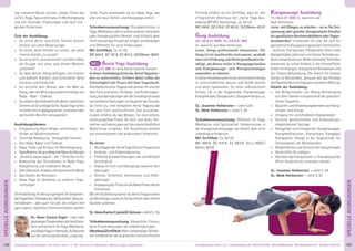 169Anmeldeformular siehe S. 231 · Info/Anmeldung Tel.: BM 05234/870 · WW 02685/80020 · NO 04426/9041610 · AL 08361/925300Tagesablauf, Seminarbeginn und -ende: siehe S. 4 · Alle Seminare mit Meditation, Mantra-Singen, Yogastunden
SPEZIELLEAUSBILDUNGEN
168
SPEZIELLEAUSBILDUNGEN
süd-indischen Musik: mit den „Sieben Tönen des
Lichts“, Raga, Tala und Kirtana im Wechselgesang
und viel tönenden Erfahrungen und nach-klin-
genden Erlebnissen.
Ziele der Ausbildung:
» Du lernst deine natürliche Stimme kennen
jenseits von alten Bewertungen
» Du lernst, deine Stimme zu nutzen, um deine
inneren Kanäle „zu putzen“
» Du lernst dich „einzustimmen“ auf dich selbst,
die Gruppe und alles, was diesen Moment
„bestimmt“
» Du lässt deinen Alltag beﬂügeln von inneren
und äußeren Klängen und entwickelst deine
Intuition und Kreativität
» Du vertiefst dein Wissen über die Welt als
Klang, über die Wirkungszusammenhänge von
Nada - Nadi - Chakras
» DuerfährstdieheilendeKraftdeinernatürlichen
Stimme als Grundlage dafür, Nada Yoga selbst
imUnterrichtinpädagogischen,heilendenoder
spirituellen Berufen anzuwenden
Ausbildungsthemen:
» Entspannung, Atem, Körper und Stimme – der
Körper als Musikinstrument
» Stimmige Bewegung - bewegende Stimme
» Von Nada, Nadis und Chakras
» Raga, Thala und Kirtana im Wechselgesang
» NadaBrahma:diegrundlegendeNaturdesKlanges
» „Shubillo sapta swara“ - die 7 Töne des Lichts
» Bedeutung des Grundtones in Nada Yoga,
Klangheilung und meditative Musik
» ÜberObertöne,modaleundharmonischeMusik
» Das Gesetz der Resonanz
» Nada Yoga im Verhältnis zu anderen Yoga-
richtungen
DieAusbildungistsehrgutgeeignetfür(angehen-
de)Yogalehrer,Therapeuten,Heilpraktiker,Gesund-
heitsberater - aber auch für alle, die einfach ihre
ganz eigene, natürliche Stimme entfalten wollen!
SL: Anne-Careen Engel – Lebt nach
jahrelangerTheaterarbeitalsfreieKünst-
lerinundLehrerinfürYoga,Meditation
undNadaYogainHamburg.Aufbauend
auf der Jahrtausende alten, ursprüng-
lichen Praxis entwickelte sie ein Nada Yoga, das
alte und neue Stimm- und Klangwege vereint.
Teilnahmevoraussetzung: Grundkenntnisse in
Yoga, Meditation oder in einem anderen heilenden
oder therapeutischen Bereich sind hilfreich aber
nicht notwendig. Freude am Singen und Bewegen
und Offenheit für neue Erfahrungen.
Mit Zertiﬁkat. Ca. 81 UE.
MZ 662€, DZ 781€, EZ 901€, S/Z/Womo 568€
NEU Aerial Yoga Ausbildung
7.-12.2.21 BM, SL: Anna Karina Cassinelli Vulcano
In dieser Ausbildung lernst du, Aerial Yogastun-
den zu unterrichten. Erfahre dabei selbst die
Vielseitigkeit der Praxis mit dem Trapeztuch.
AlleElementeeinerYogastundewerdenimundmit
dem Tuch praktiziert: Anfangs- und Endentspan-
nung,AufwärmübungenwiederSonnengrußsowie
verschiedene Haltungen im Hauptteil der Stunde.
So lernst du, eine komplette Aerial Yogastunde
mit dem Tuch durchzuführen und anzuleiten.
Zudem erhältst du das Wissen, für eine sichere,
verletzungsfreie Praxis für dich und deine Teil-
nehmerundkannstganzaufdieunterschiedlichen
Bedürfnisse eingehen. Die Ausbildung besteht
aus theoretischem und praktischem Unterricht.
Du lernst:
» GrundlagenderAerialYogaPaxisimTrapeztuch
» Anfangs- und Endentspannung
» Fließende Aufwärmübungen, wie zum Beispiel
Sonnengruß
» Asanas im Tuch und Übergänge zwischen den
Haltungen
» Technik, Sicherheit, Korrekturen und Hilfe-
stellungen
» AnpassungderPraxisandieBedürfnissedeiner
Teilnehmer
Mit der Ausbildung kannst du Aerial Yogastunden
als Workshops sowie als fortlaufende oder offene
Stunden anbieten.
SL: Anna Karina Cassinelli Vulcano -sieheS.134
Teilnahmevoraussetzung: Körperliche Fitness,
keine Einschränkungen bei Umkehrhaltungen.
Abschluss/Zertiﬁkat:NachvollständigerTeilnah-
meundBestehenderpraktischenundschriftlichen
Prüfung erhältst du ein Zertiﬁkat, dass dir den
erfolgreichen Abschluss der „Aerial Yoga Aus-
bildung (BYVG)“ bescheinigt, ca. 60 UE.
MZ 490€, DZ 576€, EZ 663€, S/Z/Womo 423€
Gong Ausbildung
25.-30.4.21 WW, 19.-24.9.21 BM,
SL: Jeannine und Maik Hofmeister
Lerne, Gongs professionell einzusetzen. Der
Gong ist ein machtvolles Instrument, weshalb
man viel Erfahrung und Hintergrundwissen be-
nötigt, um diesen sicher in Klangyogastunden
und Klangmassage- und Therapiesitzungen
anwenden zu können.
IndieserAusbildunglernstduverschiedeneGongs
in unterschiedlicher Bauart und Größe kennen
und deren Spielweisen, für einen selbstsicheren
Einsatz z.B. in der Yogastunde, Klangmassage,
Klangtherapie, Gongkonzert, Gongworkshops u.a.
SL: Jeannine Hofmeister - siehe S.94
SL: Maik Hofmeister - siehe S. 95
Teilnahmevoraussetzung: Offenheit für Yoga,
Meditation und Spiritualität. Vorkenntnisse in
der Klangschalenmassage von Vorteil, aber nicht
unbedingt erforderlich.
Mit Zertiﬁkat. Ca. 60 UE.
MZ 490 €, DZ 576 €, EZ 663 €, S(nur BM)/Z/
Womo 423€
Klangmassage Ausbildung
11.-16.4.21 WW, SL: Jeannine und
Maik Hofmeister
Lerne, mit Klängen zu arbeiten – sei es für Ent-
spannung oder gezielte therapeutische Einsätze
beispeziﬁschenBeschwerdebildernoderOrgan-
beschwerden.* Interessant für alle, die sich für
ganzheitliche Klangwirkungsweisen interessieren
- ob Ärzte, Therapeuten, Pﬂegekräfte, Eltern oder
Klangliebhaber,jederkannmitdiesenTechnikenan-
derenetwasGutestun.NebenkonkretenTechniken
bekommst du einen Einblick in die feinstofﬂiche
Arbeit mit Klängen, energetische Wirkweisen und
die Chakra-Behandlung. Die Arbeit mit kleinen
Gongs ist Bestandteil, genauso wie das Konzept
derPlanetentönemitFrequenzundderenWirkung.
Inhalte der Ausbildung:
» Die Wirkprinzipien von (Klang-)Schwingung
auf allen Ebenen entsprechend der ganzheit-
lichen Yogalehre
» BauartenundAnwendungsbereichevonKlang-
schalen und Gongs
» Umgang mit verschiedenen Klangmedien
» Gezielte Spieltechniken und Anwendungs-
möglichkeiten/ Settings
» Klangarbeit zum Entspannen, Klangmassagen,
Klangmeditationen, Klangreisen, Klangbad,
Klangspiele, Klänge in der Yogastunde, bei
Schwangeren, bei Beschwerden
» Möglichkeiten und Grenzen der Klangtherapie
» Gesetzliche Grundlagen
» Hochwertige Klangschalen in Therapiequalität
(Peter Hess) können erworben werden
SL: Jeannine Hofmeister - siehe S. 94
SL: Maik Hofmeister - siehe S. 95
» Gesetzliche Grundlagen
» Hochwertige Klangschalen in Therapiequalität
(Peter Hess) können erworben werden
SL: Jeannine Hofmeister - siehe S. 94
SL: Maik Hofmeister - siehe S. 95
 