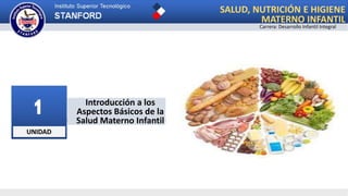UNIDAD
1 Introducción a los
Aspectos Básicos de la
Salud Materno Infantil
SALUD, NUTRICIÓN E HIGIENE
MATERNO INFANTIL
Carrera: Desarrollo Infantil Integral
 