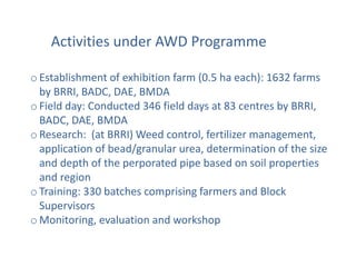 Alternate Wetting and Drying (AWD) Pilot Initiatives in Bangladesh | PDF
