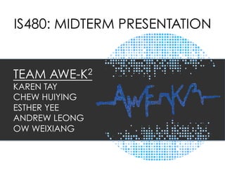 IS480: MIDTERM PRESENTATION
TEAM AWE-K2
KAREN TAY
CHEW HUIYING
ESTHER YEE
ANDREW LEONG
OW WEIXIANG
 