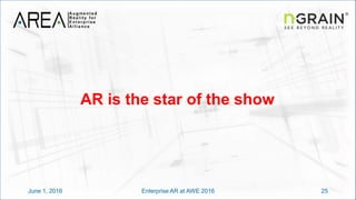 June 1, 2016 25Enterprise AR at AWE 2016
AR is the star of the show
 