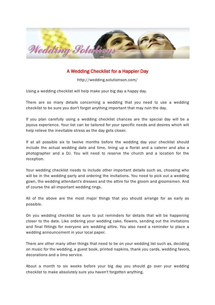 a wedding checklist for