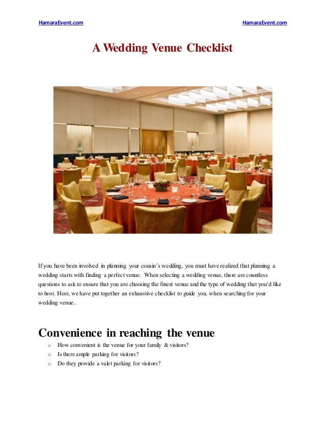 A wedding venue checklist