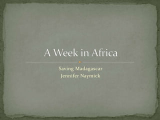 Saving Madagascar Jennifer Naymick A Week in Africa 