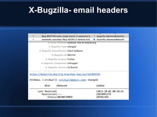 X-Bugzilla- email headers
 