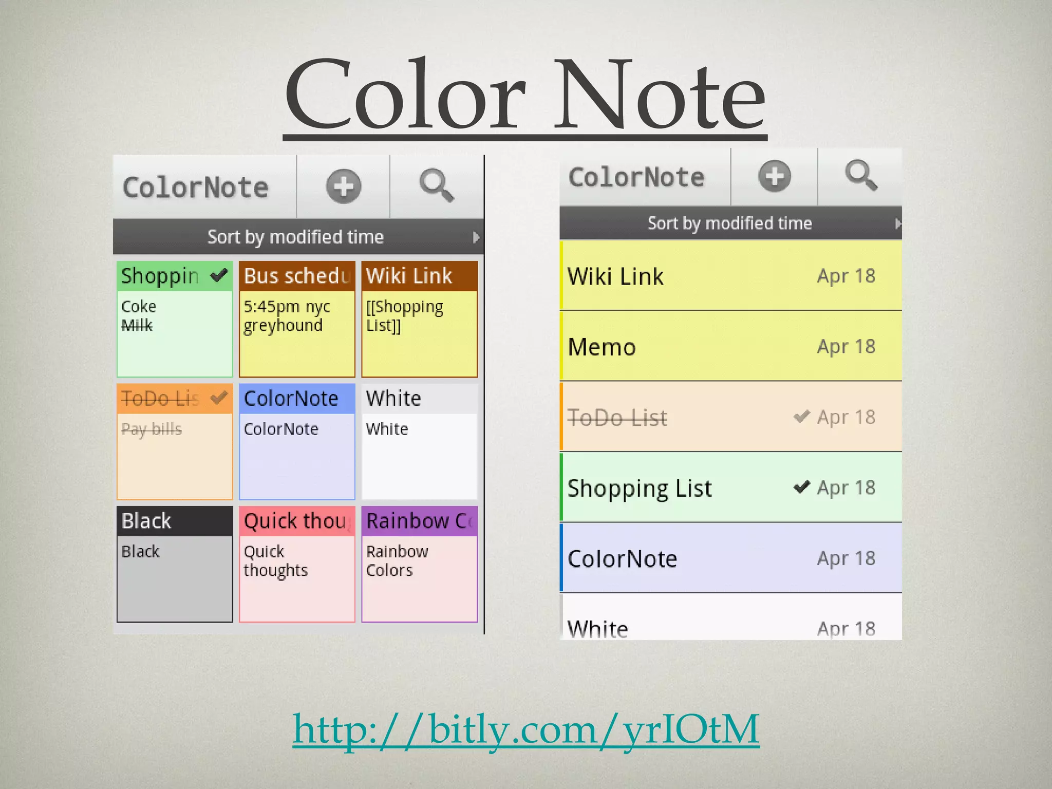Color Note




http://bitly.com/yrIOtM
 