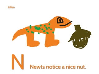 Newts notice a nice nut.N
Lillian
 