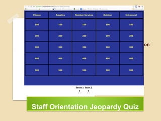 Marshall Recreation
Center
Staff Orientation Jeopardy Quiz
 