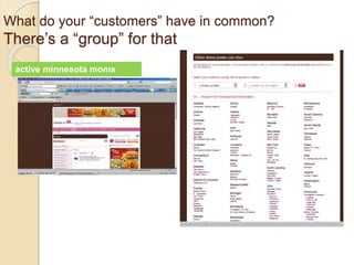 What do your “customers” have in common?
There’s a “group” for that
active minnesota moms
 