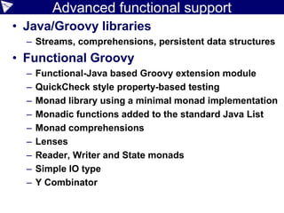 Scripting
move left
def robot = new Robot()
def binding = new Binding(/* ... */)
def imports = new ImportCustomizer().addStaticStars('java.lang.Math')
def timeout = new ASTTransformationCustomizer(value: 2, TimedInterrupt)
def secure = new SecureASTCustomizer().with {
closuresAllowed = false
importsWhitelist = []
tokensWhitelist = [ PLUS, MINUS, MULTIPLY, DIVIDE, /*...*/ ]
//...
}
def sysExit = new CompilationCustomizer(CANONICALIZATION) {
void call(SourceUnit src, GeneratorContext ctxt, ClassNode cn) {
new ClassCodeVisitorSupport() {
void visitMethodCallExpression(MethodCallExpression call) {
// check for System.exit()
}
// ...
}.visitClass(cn)
}
}
def config = new CompilerConfiguration()
config.addCompilationCustomizers(imports, timeout, secure, sysExit)
def shell = new GroovyShell(binding, config)
 
