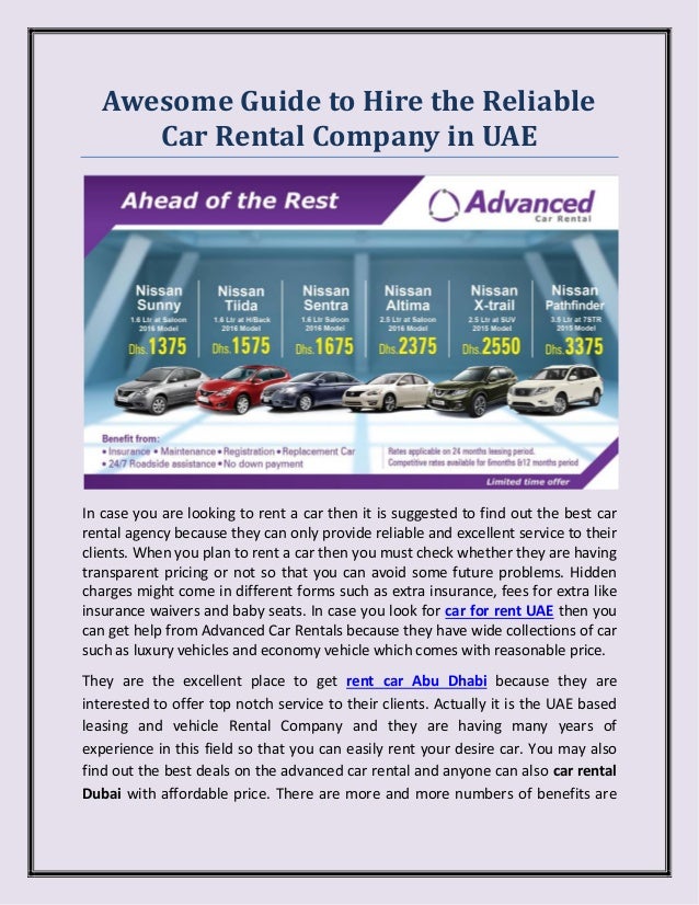 Awesome Guide to Hire the Reliable Car Rental Company in UAE