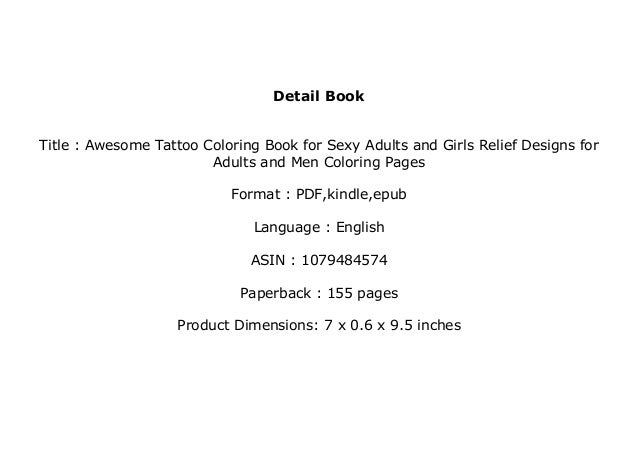 Read P D F Library Awesome Tattoo Coloring Book For Sexy Adul