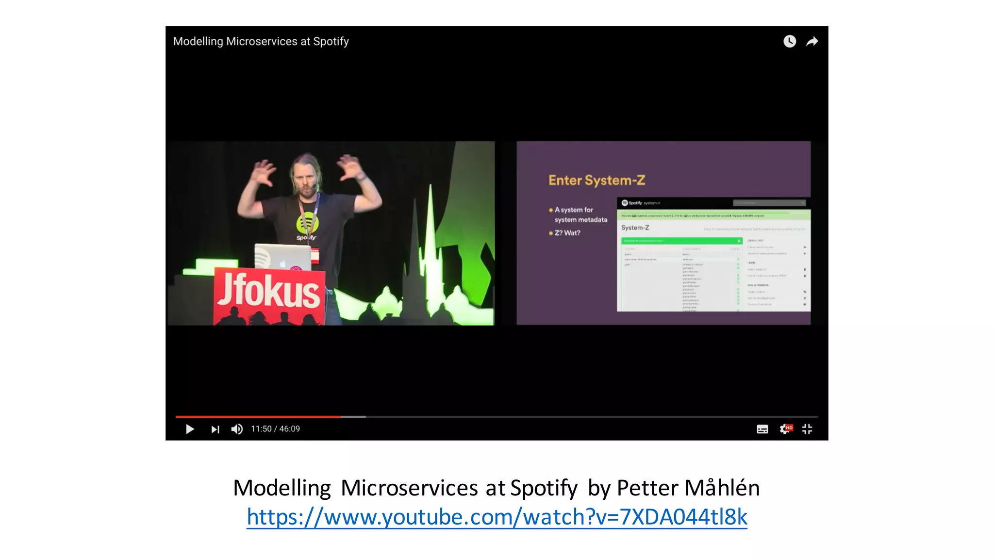 Modelling	 Microservices	at	Spotify	 by	Petter Måhlén
https://www.youtube.com/watch?v=7XDA044tl8k
 