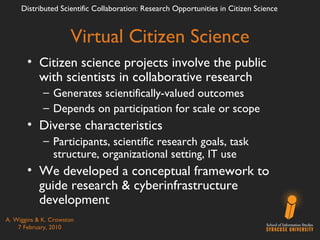 Virtual Citizen Science ,[object Object],[object Object],[object Object],[object Object],[object Object],[object Object]