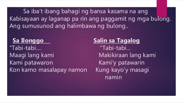 Mga Halimbawa Ng Bulong Sa Kabisayaan