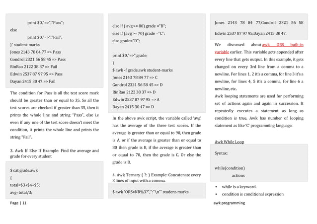 Awk programming | DOCX