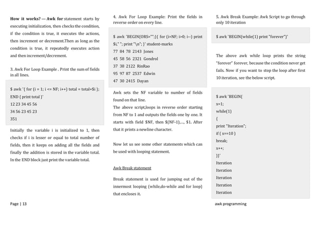 Awk programming | DOCX