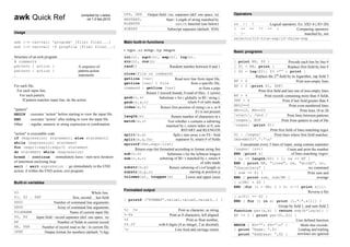 awkbash quick ref for Red hat Linux admin | PDF