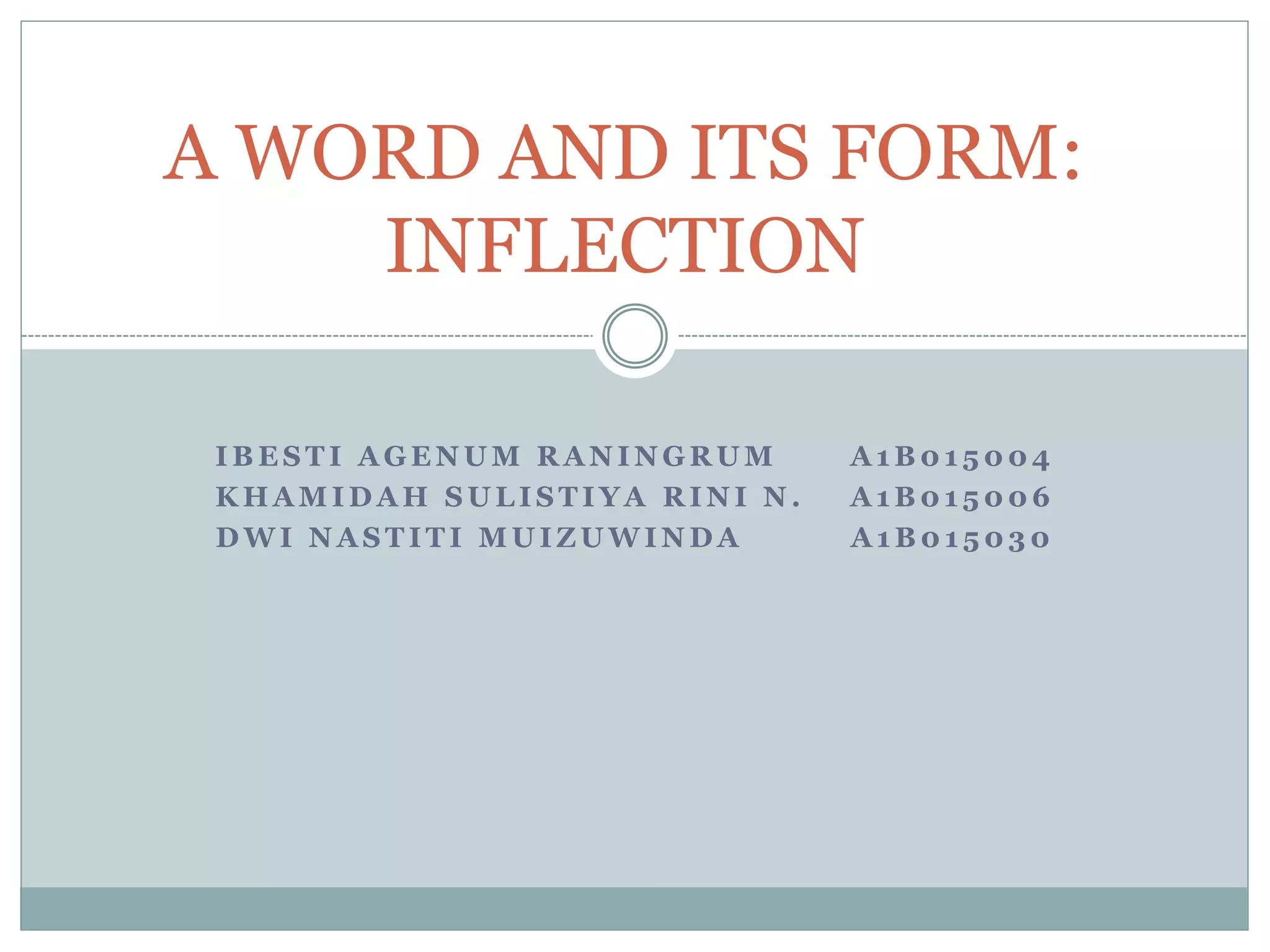 MORPHOLOGY, A WORD AND ITS FORM :INFLECTIONAL | PPT