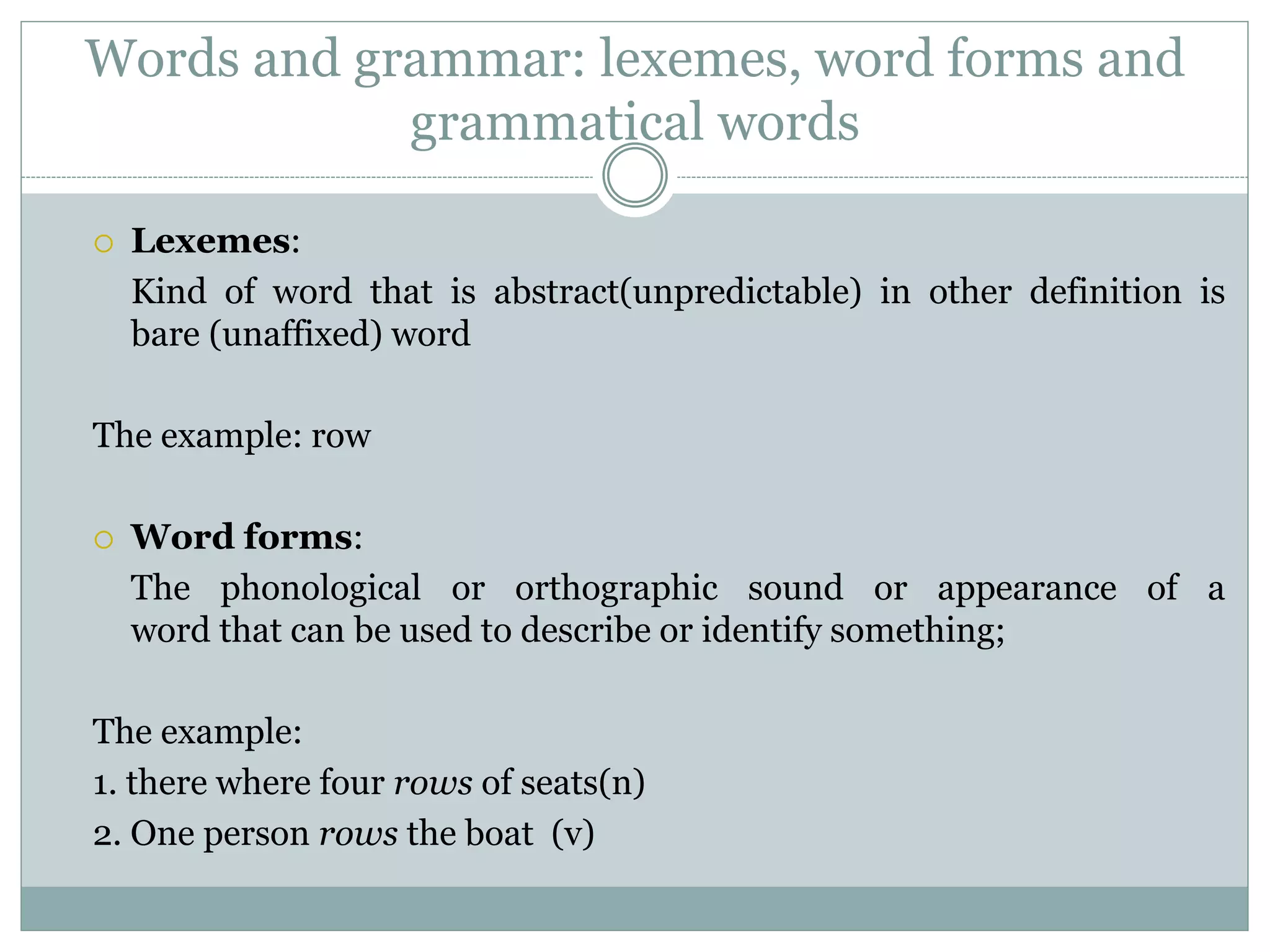 MORPHOLOGY, A WORD AND ITS FORM :INFLECTIONAL | PPT