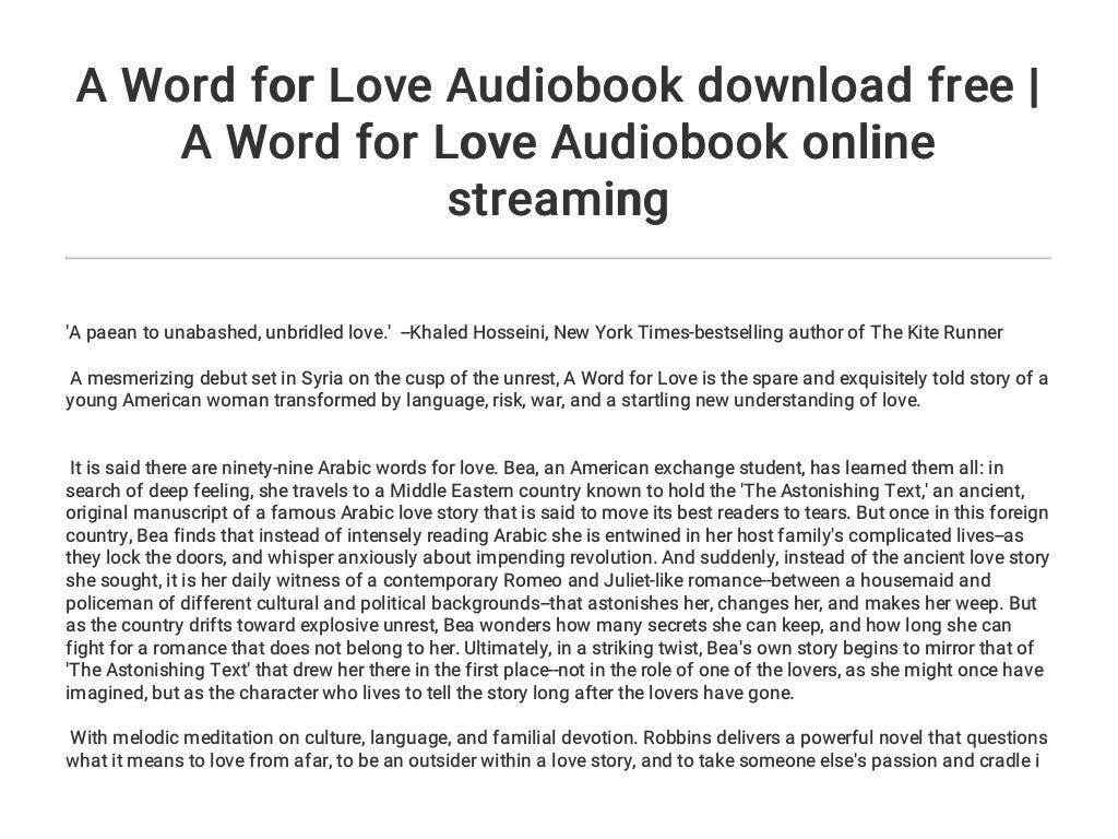 A Word For Love Audiobook Download Free A Word For Love Audiobook O 