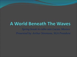 Spring break in  cabo san Lucas , Mexico  Presented by: Arthur Simmons, SGA President 