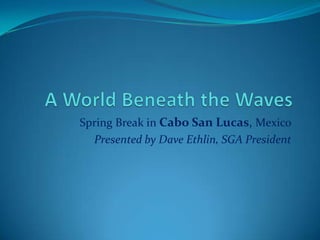 Spring Break in Cabo San Lucas, Mexico
  Presented by Dave Ethlin, SGA President
 