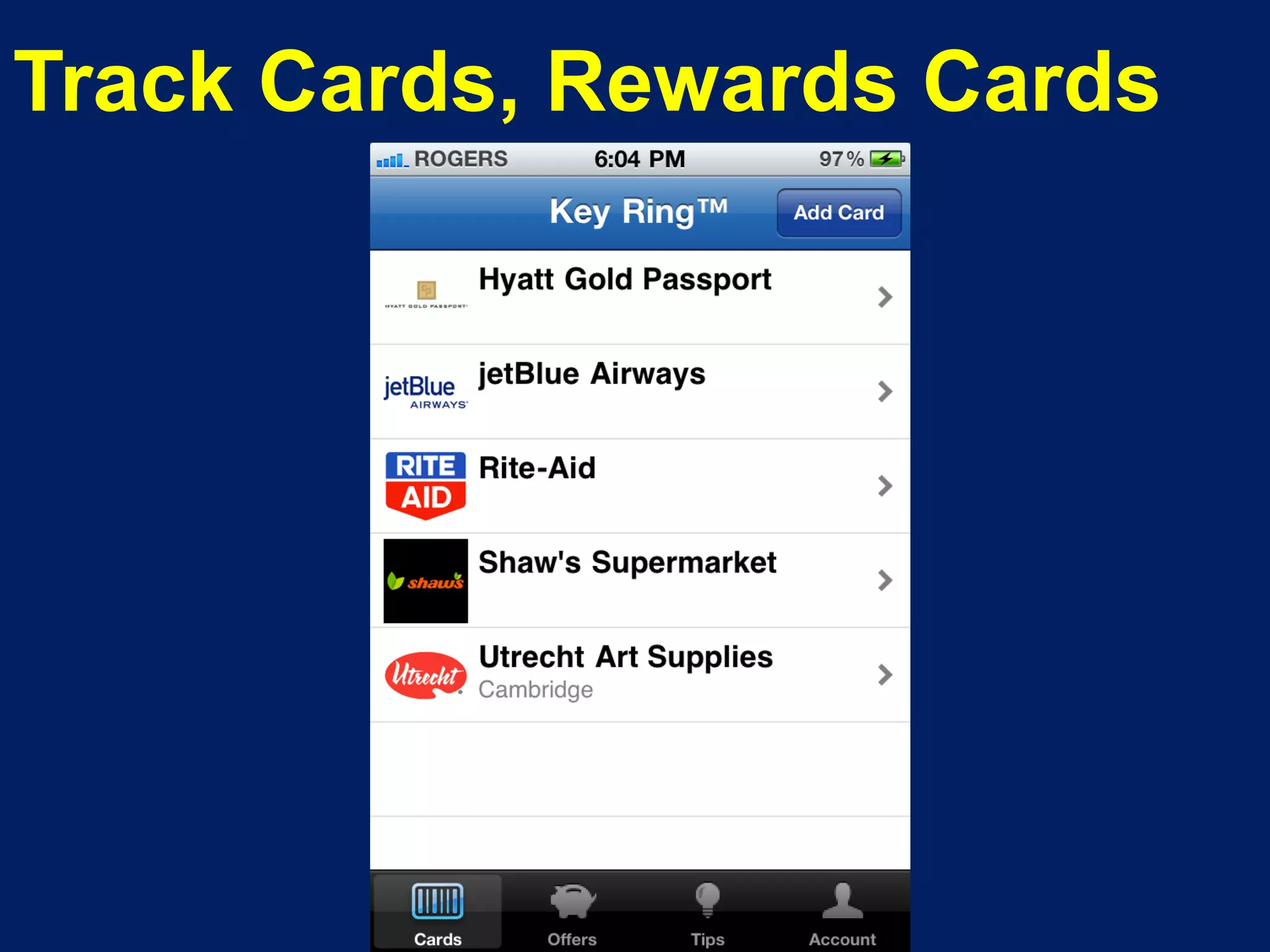 Track Cards, Rewards Cards
 