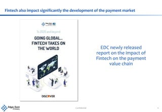 Confidential 11
Fintech also impact significantly the development of the payment market
EDC newly released
report on the impact of
Fintech on the payment
value chain
 