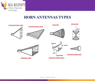 HORN ANTENNAS TYPES
T Gayatri Assistant Professor
 