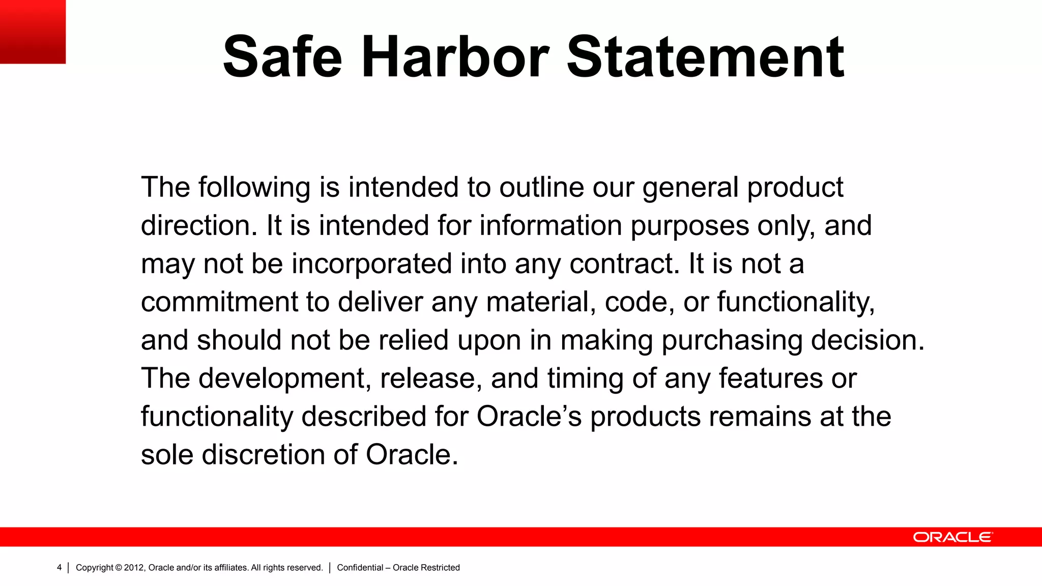 Copyright © 2012, Oracle and/or its affiliates. All rights reserved. Confidential – Oracle Restricted8
Job Services v/s P6 Services
– Job Services (Pre release 8.x)
 Windows based
 Limited functionalities
 Not Scalable
– P6 Services (Post release 8.x)
 Java based (platform independent)
 Multiple functionalities
 Highly Scalable
 Publish Project and Global data
 