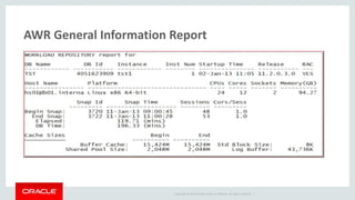Copyright © 2014 Oracle and/or its affiliates. All rights reserved. |
AWR General Information Report
 