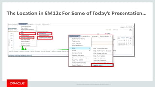 Copyright © 2014 Oracle and/or its affiliates. All rights reserved. |
The Location in EM12c For Some of Today’s Presentation…
 