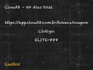 https://app.cloud8.com.br/tokens/coupon
Código:
ELITE-888
Custos
Cloud8 – 60 dias trial
 