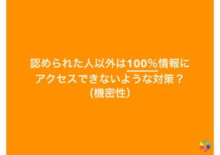 認められた人以外は100％情報に
アクセスできないような対策？
（機密性）
 