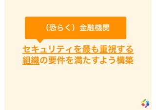 セキュリティを最も重視する
組織の要件を満たすよう構築
（恐らく）金融機関
 