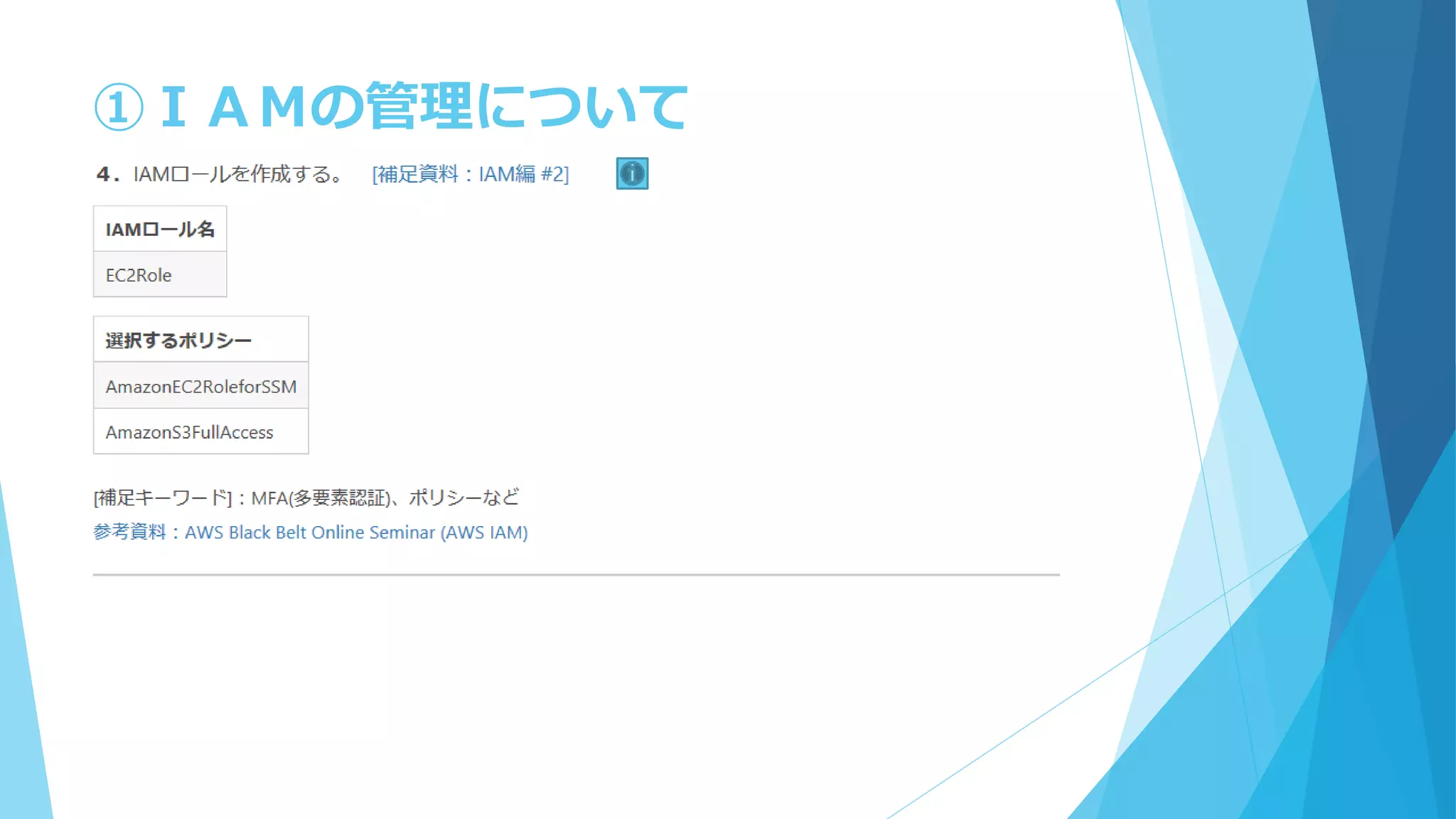 ①ＩＡＭの管理について
 