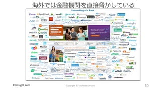 Cbinsight.com
海外では金融機関を直接脅かしている
30Copyright © Toshihide Atsumi
 