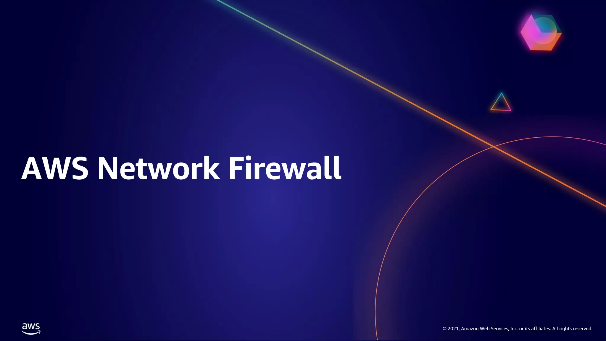 © 2021, Amazon Web Services, Inc. or its affiliates. All rights reserved.
© 2021, Amazon Web Services, Inc. or its affiliates. All rights reserved.
AWS Network Firewall
 