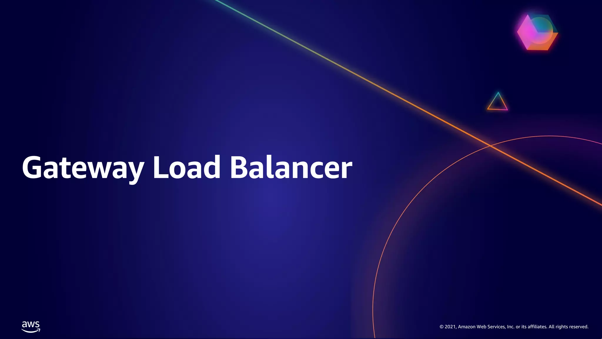 © 2021, Amazon Web Services, Inc. or its affiliates. All rights reserved.
© 2021, Amazon Web Services, Inc. or its affiliates. All rights reserved.
Gateway Load Balancer
 
