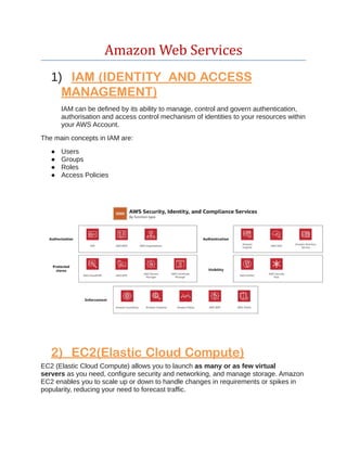 Amazon Web Services
1) IAM(IDENTITY ANDACCESS
MANAGEMENT)
IAM can be defined by its ability to manage, control and govern ...